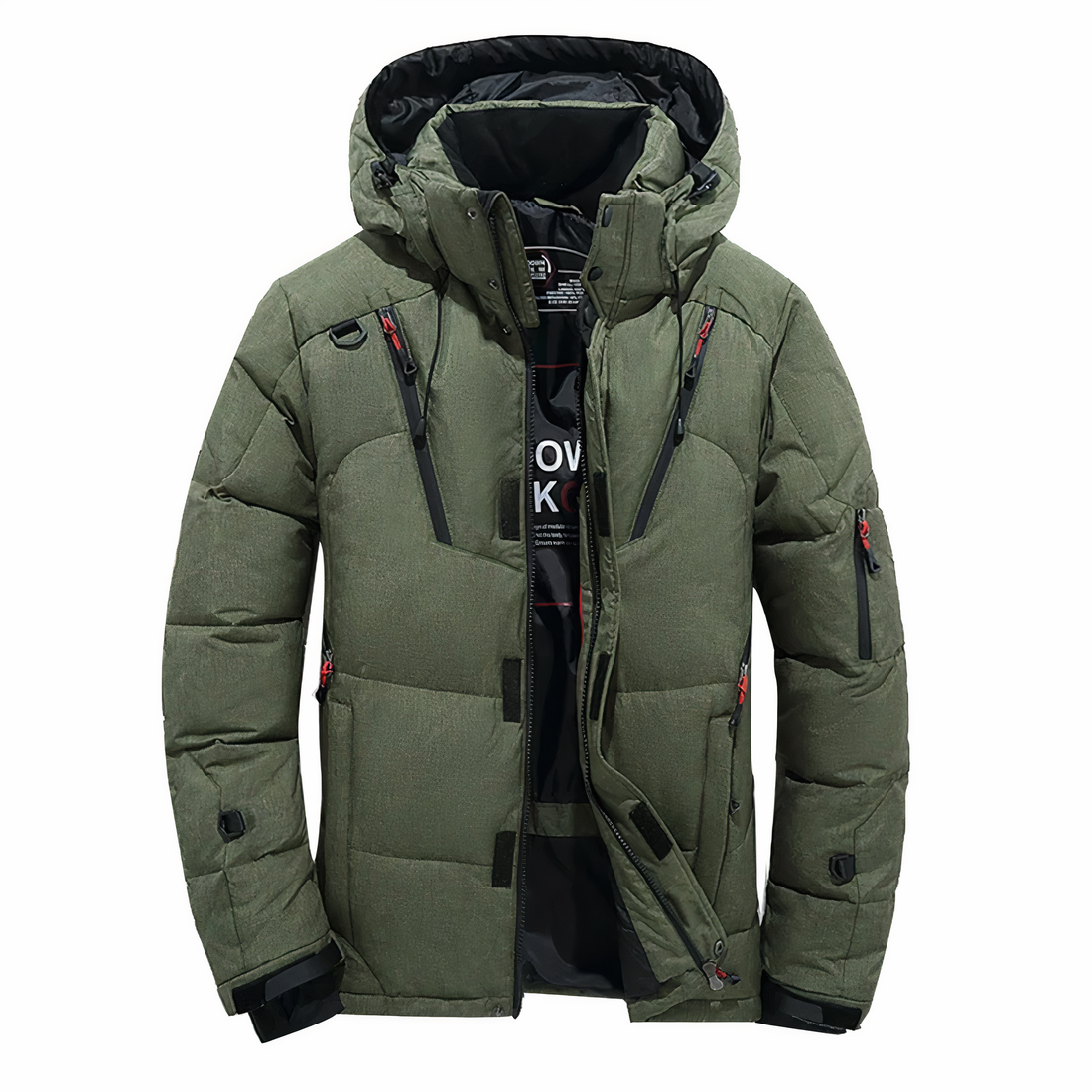 Men's hooded thick winter jacket with pockets