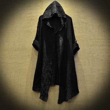 Black gothic long hooded shirt for women