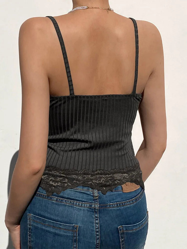 Gothic sexy backless v-neck camisole top for women