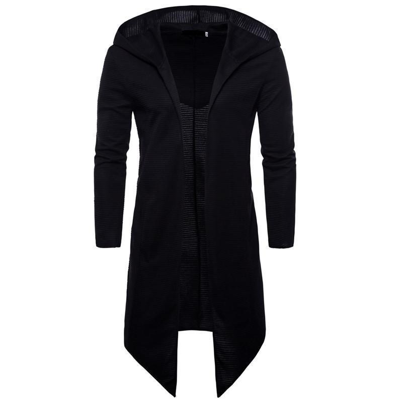 Men's mid-length hooded slim fit cape jacket