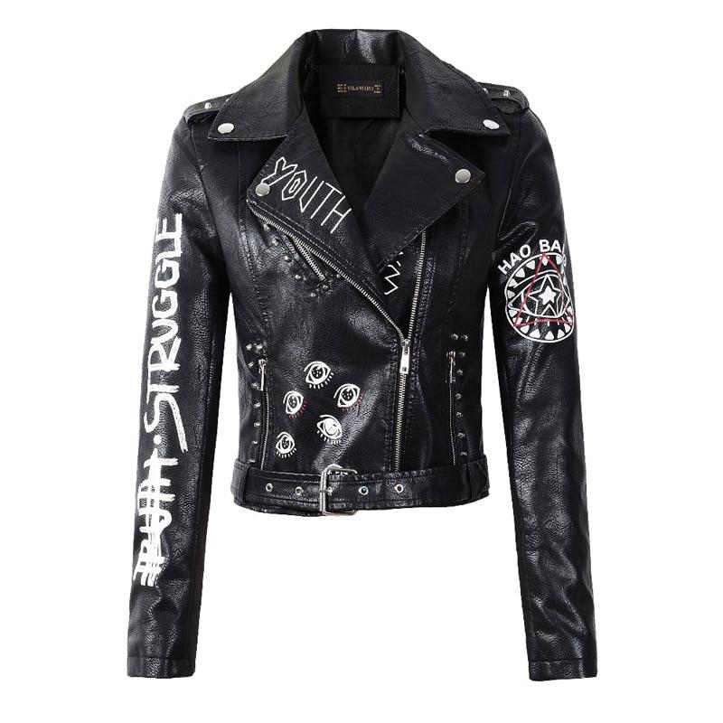 Women's gothic street fashion jacket with rivet details and zipper closure