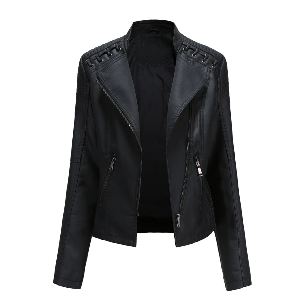 Women's slim-fit short jacket with lapel collar and long sleeves