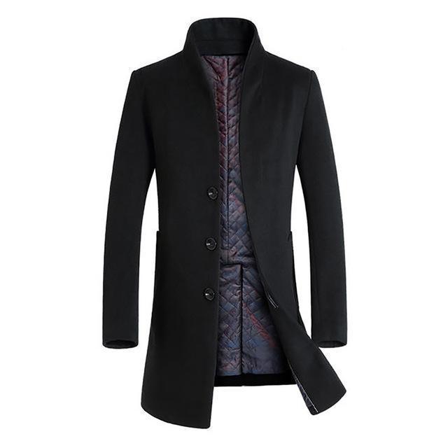 Men's winter coat modern slim fit single-breasted with stand collar