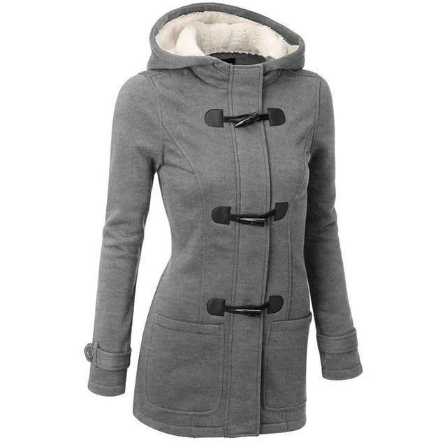 Women's gothic hooded thick retro classic coat with toggle closure and pockets