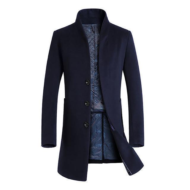 Men's winter coat modern slim fit single-breasted with stand collar