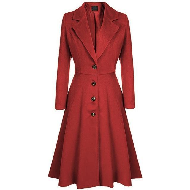 Women's vintage casual windbreaker coat with suit collar design