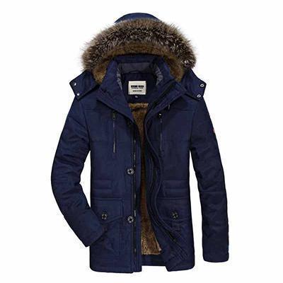 Men's thickened casual winter long coat with zipper pockets